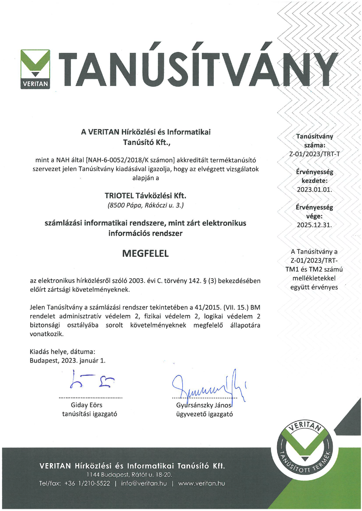 Tanúsítvány